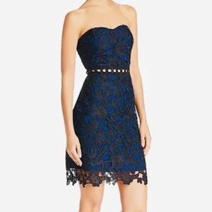 Sam Edelman Strapless Dress in Blue and Black Lace